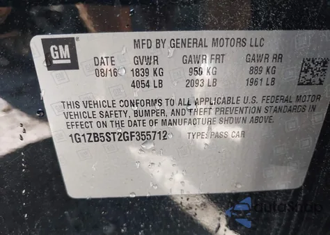 2016 Chevrolet Malibu Ls from USA, damaged, VIN 1G1ZB5ST2GF355712